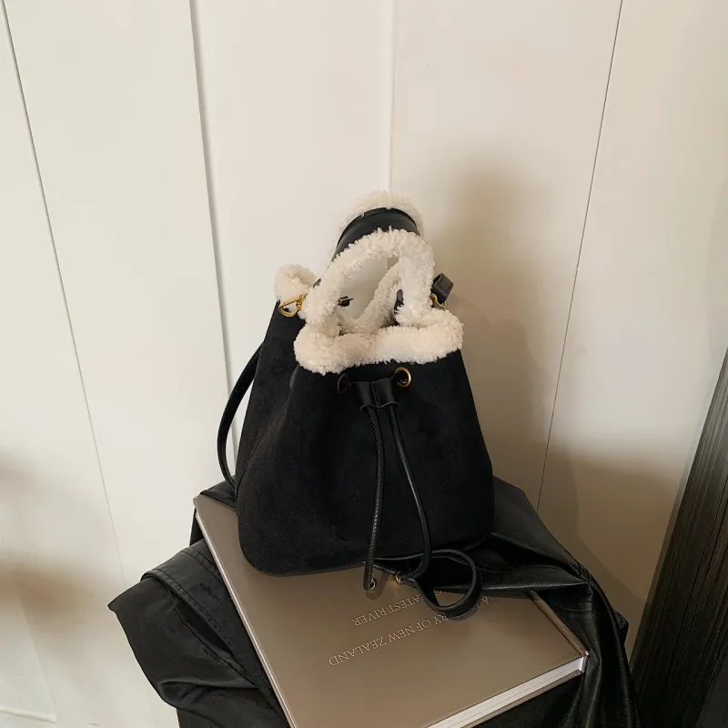 Yalu Suede Handbag Regular Women's Black/Coffee/Pink/Khaki-3