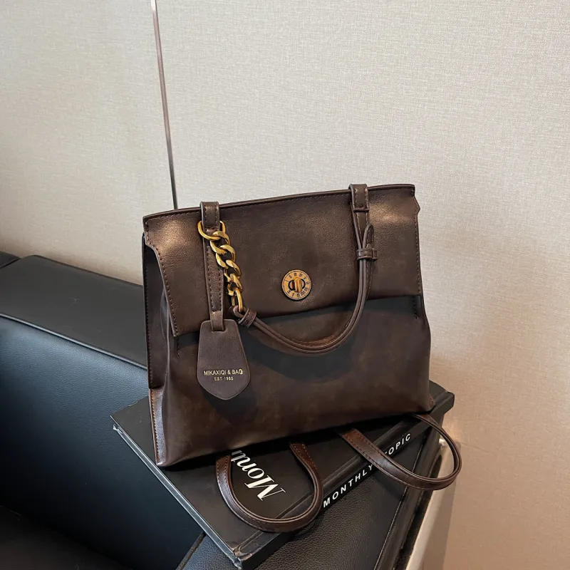 Yalu PU Portable One Shoulder Backpack Regular Women's Dark Tea/Ecru/Brown/Coffee-22
