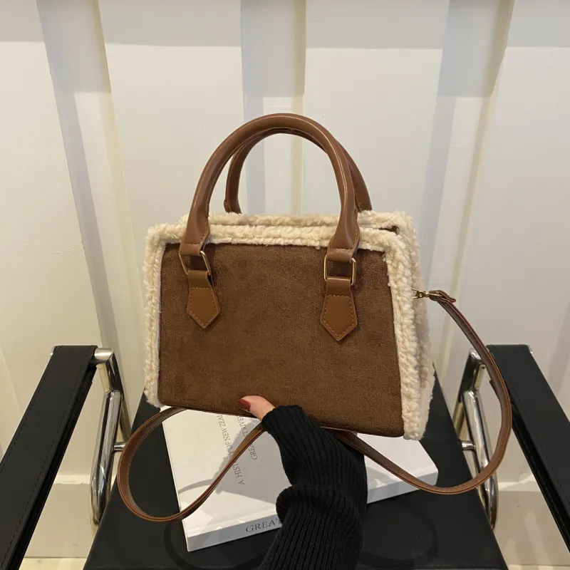 Yalu Velour Handbags Shoulder Bag Crossbody Bag Regular Women's Coffee/Brown/Black/Red-3