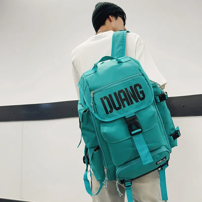 Yalu Oxford With Leather Film Backpack Unisex Multicolor-20