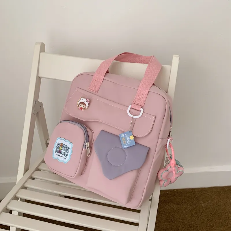 Yalu Nylon Backpack Regular Women's White/Black/Purple/Blue/Pink-9