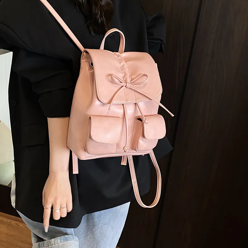 Yalu PU Backpack Women's Pink/Coffee-11