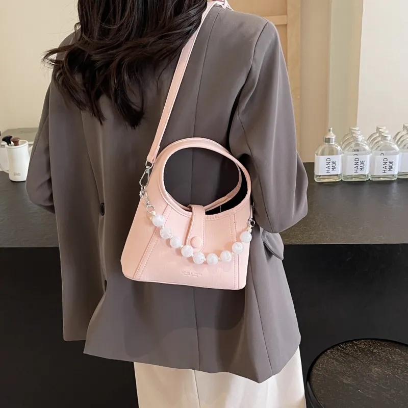 Yalu PU Shoulder Bag, Crossbody Bag, Handbag Women's Black/Ecru/Pink/Silver-17