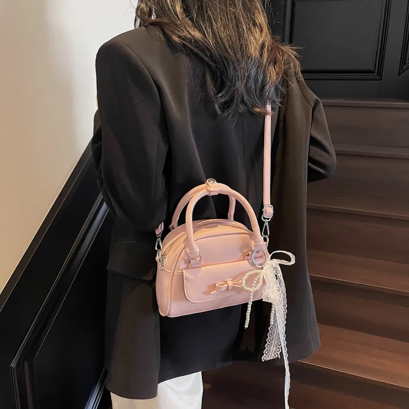 Yalu PU Boston Bag, Shoulder Bag, Crossbody Bag, Handbag Regular Women's Black/Blue/Burgundy/Ecru/Pink-34