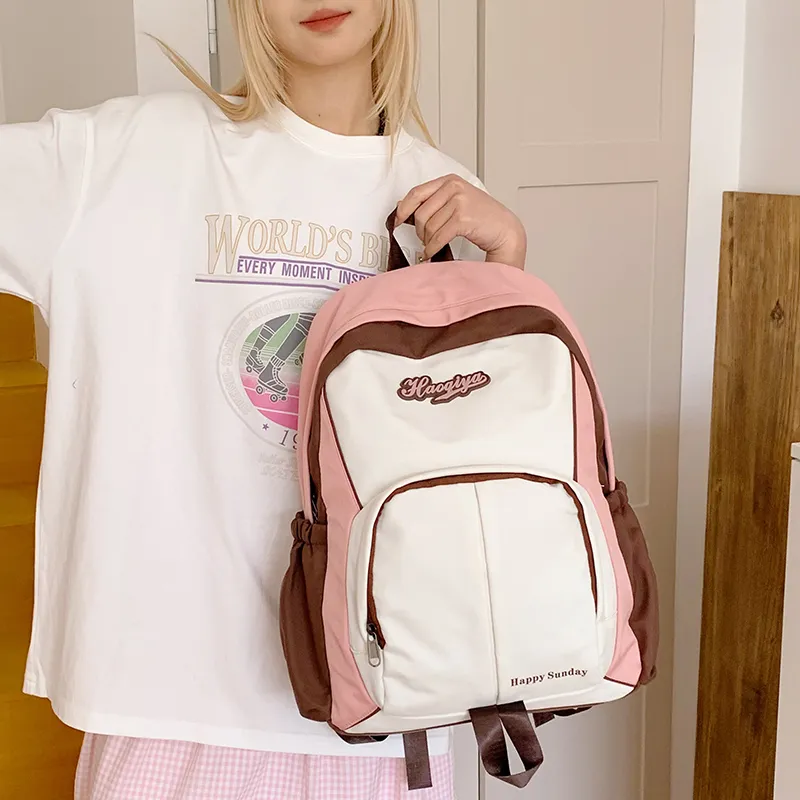 Yalu Nylon Fabric Backpack Unisex Multicolor-8