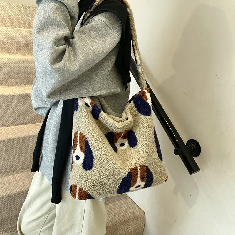 Yalu Cotton Shoulder Bag, Handbag Regular Women's Puppy/Plaid-4