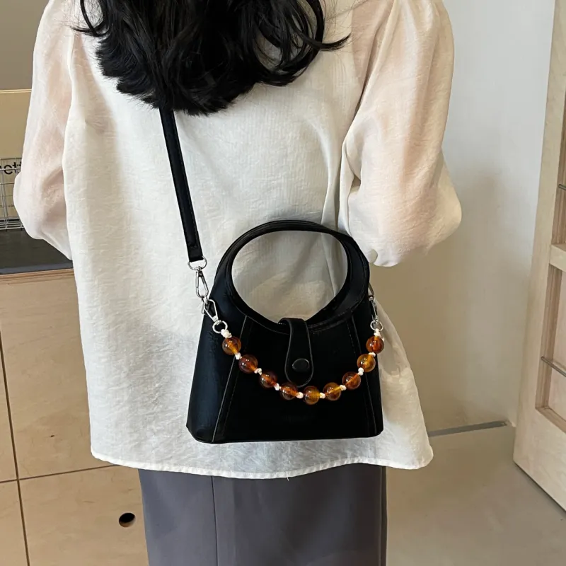 Yalu PU Shoulder Bag, Crossbody Bag, Handbag Women's Black/Ecru/Pink/Silver-6