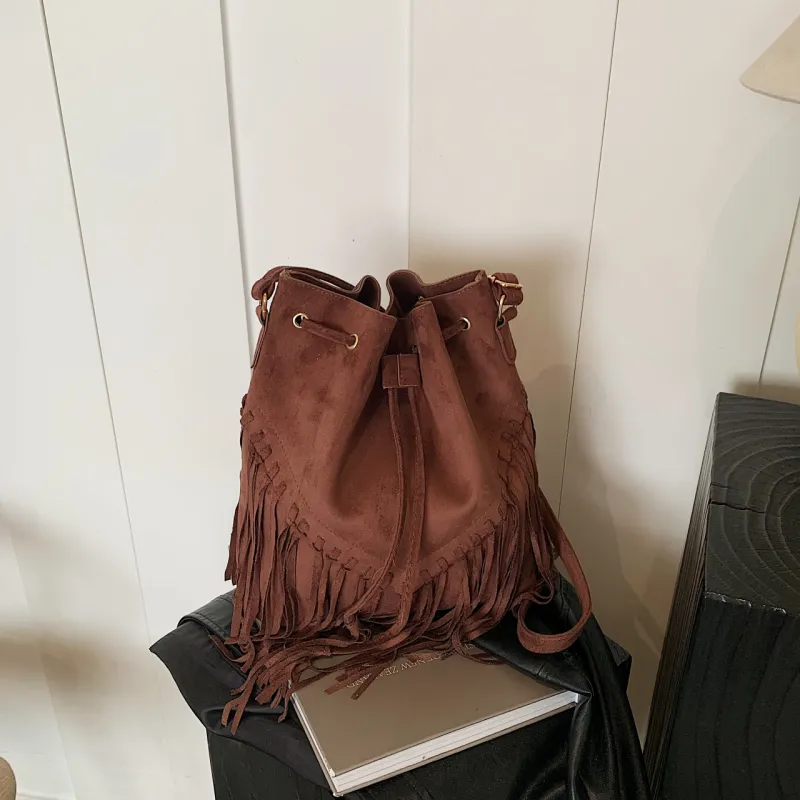 Yalu Matte Fabric Shoulder Bag Women's Black/Coffee/Pink/Brown-14