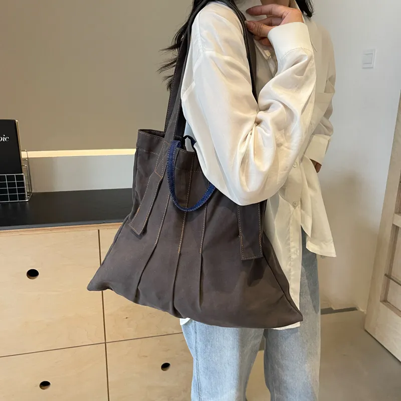 Yalu Fabric One Shoulder Handbag Regular Women's Coffee/Ecru/Gray-15