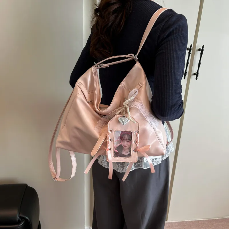 Yalu PU Backpack Regular Women's White/Blue/Black/Pink-27