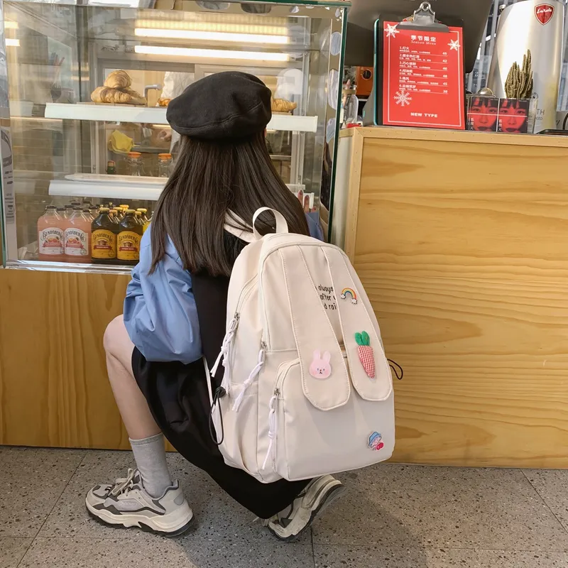Yalu Nylon Backpack Women's Ecru/Black/Pink-2