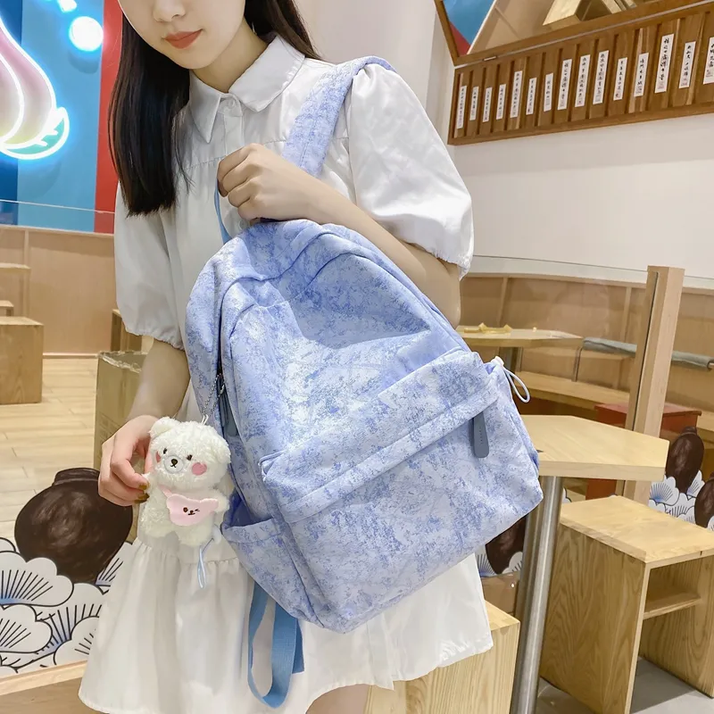 Yalu Nylon Backpack Unisex Purple/Blue/Pink-9