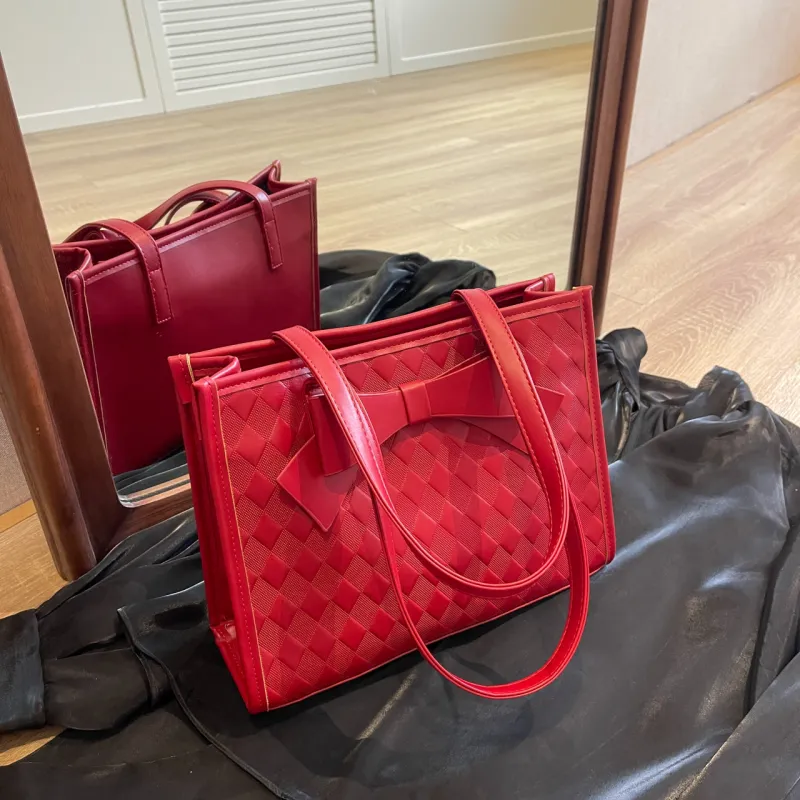 Yalu PU Shoulder Bag Regular Women's Red-10