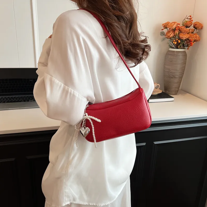 Yalu PU Crossbody Bag, Shoulder Bag Regular Women's Silver/Black/Red/Ecru-21