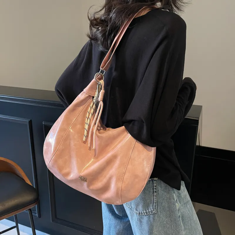 Yalu PU Soft Leather Shoulder Bag, Shoulder Bag Women's Black/Ecru/Pink/Coffee-11
