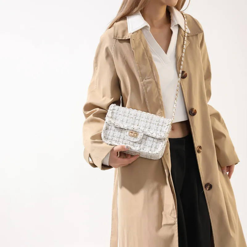 Yalu Woven Crossbody Bag, Shoulder Bag Women's White/Black-4