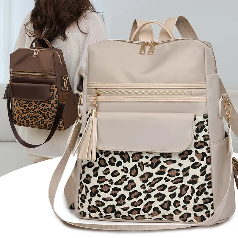 Yalu Nylon Backpack Regular Women's Ecru/Black/Coffee-1