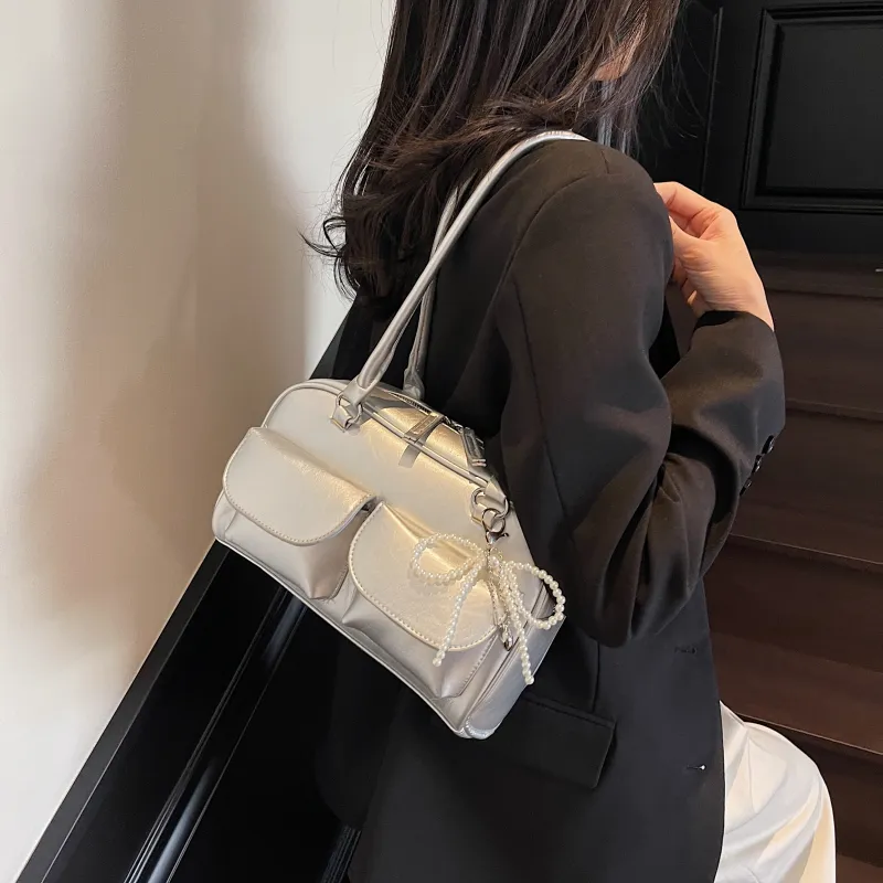 Yalu PU Shoulder Bag Women's Black/Red/Silver/White-16
