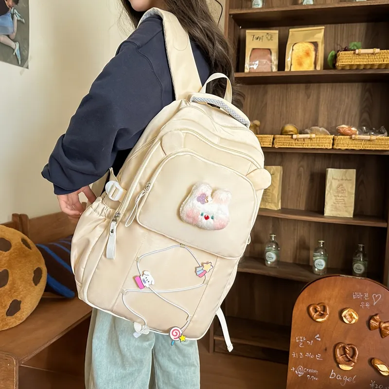 Yalu Nylon Backpack Women's Beige Yellow/Black/Burgundy/Purple/Pink-1