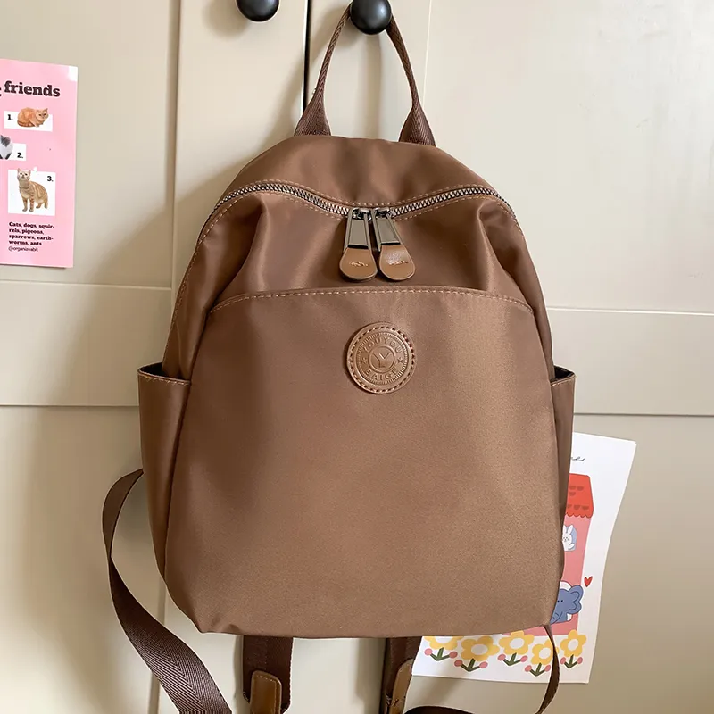 Yalu Nylon Backpack Regular Women's Gray/Black/Coffee-10