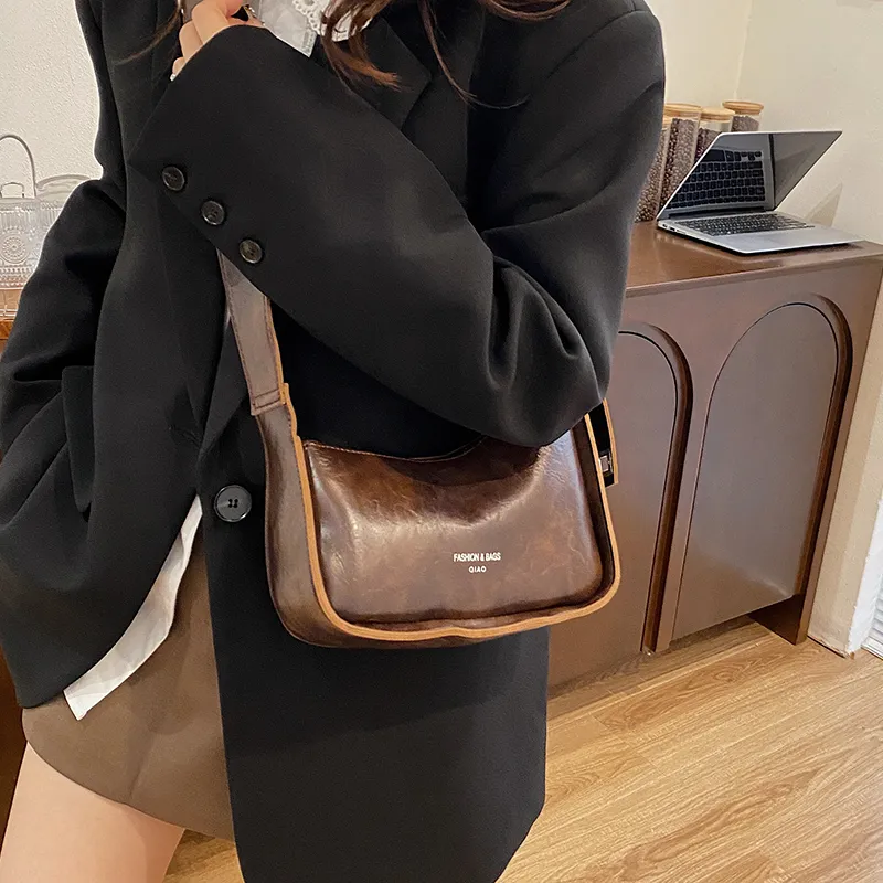 Yalu PU Saddle Bag, Shoulder Bag Regular Women's Coffee-6