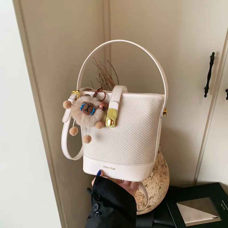 Yalu PU Bucket Bag, Shoulder Bag, Crossbody Bag, Handbag Regular Women's Black/Pink/Brown/Ecru-27