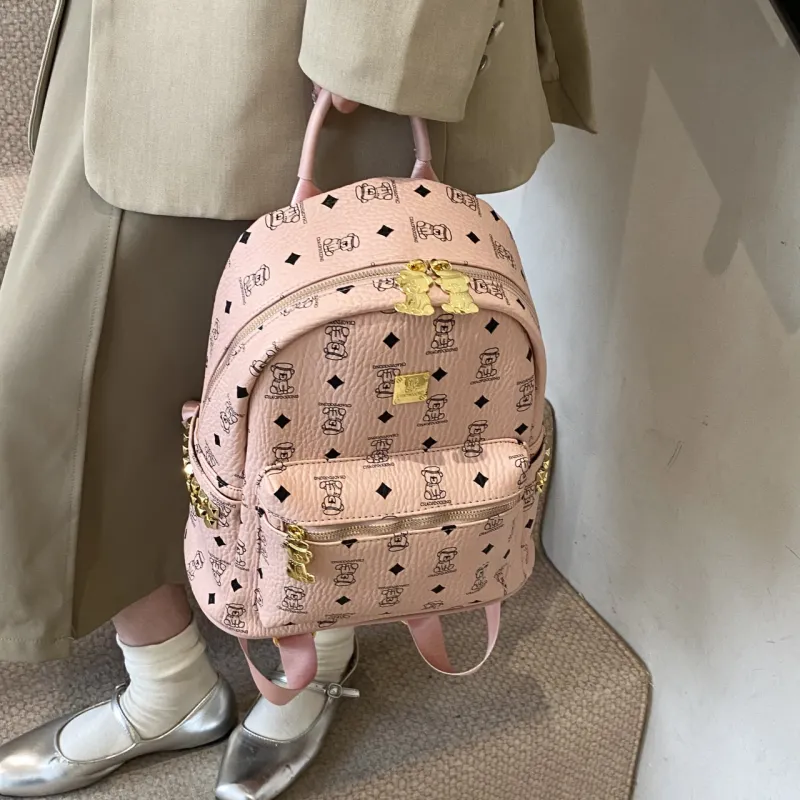Yalu PU Backpack Tubas Women's Black/White/Brown/Pink-19