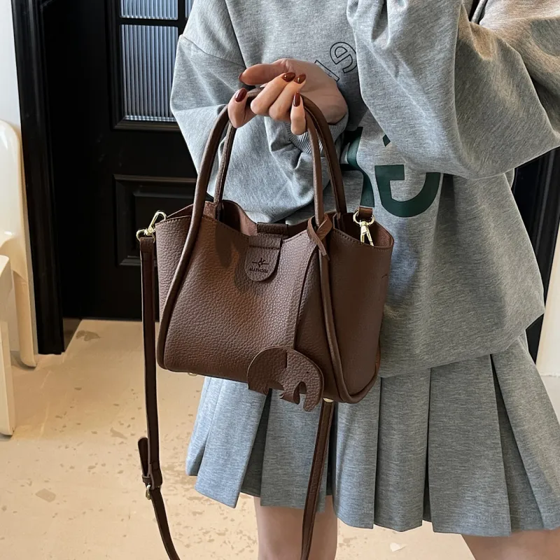 Yalu PU Handbag Women's Black/Ecru/Coffee/Brown/Khaki-17