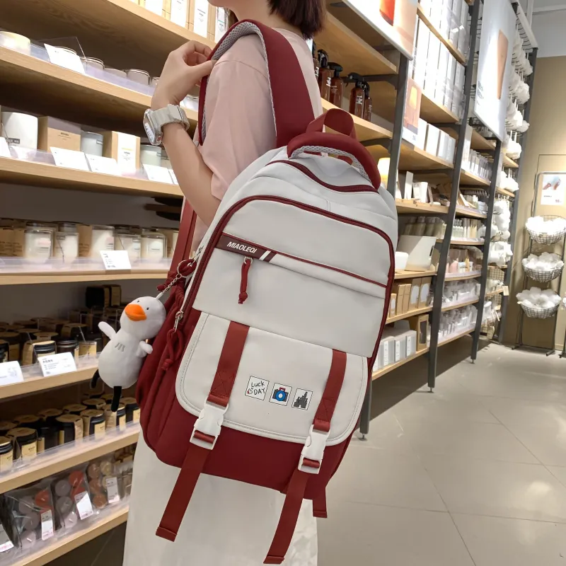 Yalu Nylon Backpack Regular Women's Khaki/Pink/Orange/Purple/Red-19