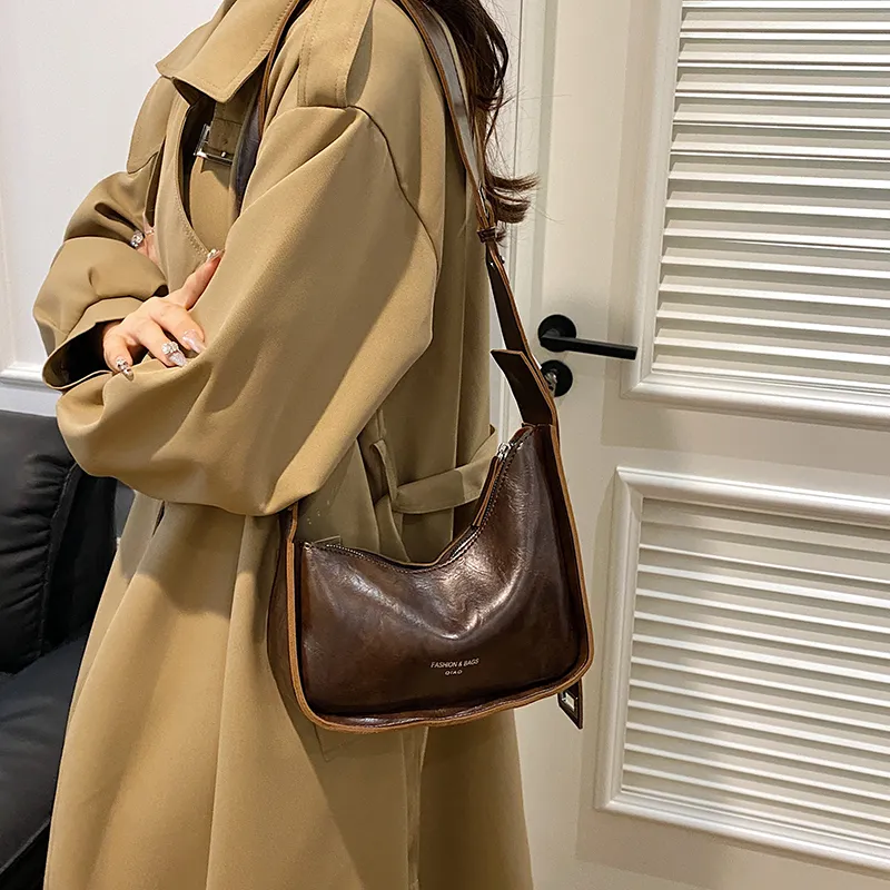 Yalu PU Saddle Bag, Shoulder Bag Regular Women's Coffee-4