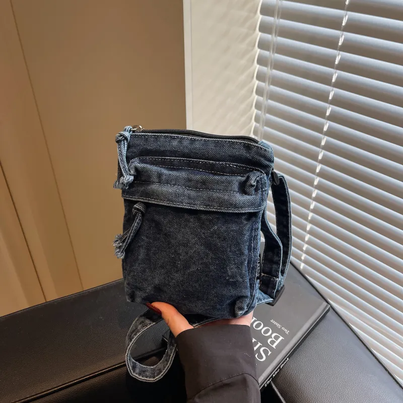 Yalu Denim Shoulder Bag, Crossbody Bag Regular Women's Black/Dark Blue/Light Green-11
