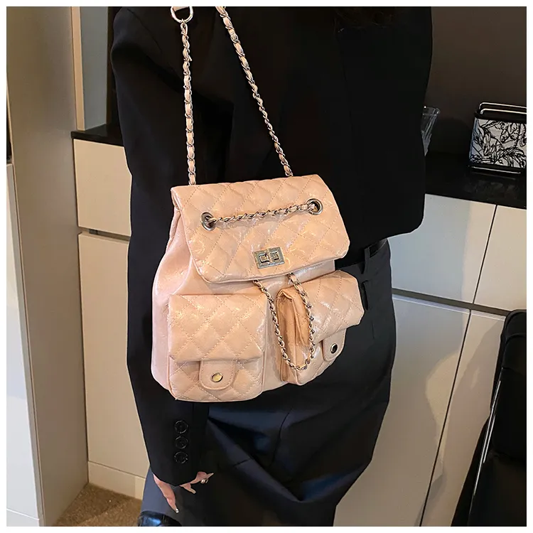 Yalu PU Backpack Women's White/Black/Blue/Pink-13