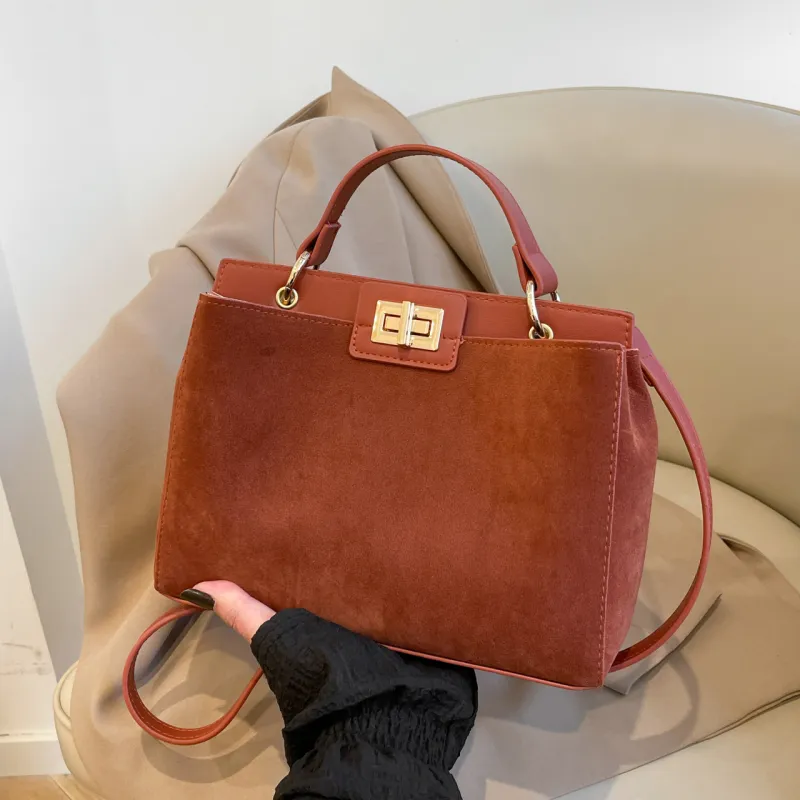 Yalu Flannelette Material Handbag, Crossbody Bag Regular Women's Brown/Burgundy/Coffee/Black-1
