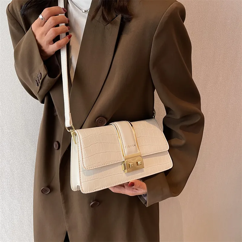 Yalu PU Handbag Regular Women's White/Black-6