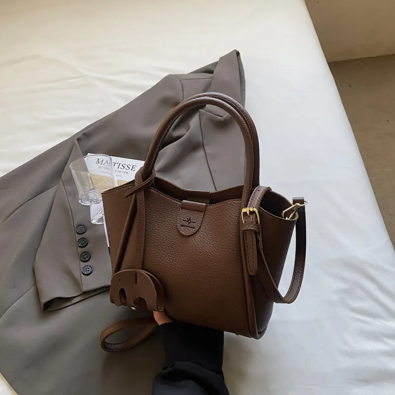 Yalu PU Handbag Women's Black/Ecru/Coffee/Brown/Khaki-19