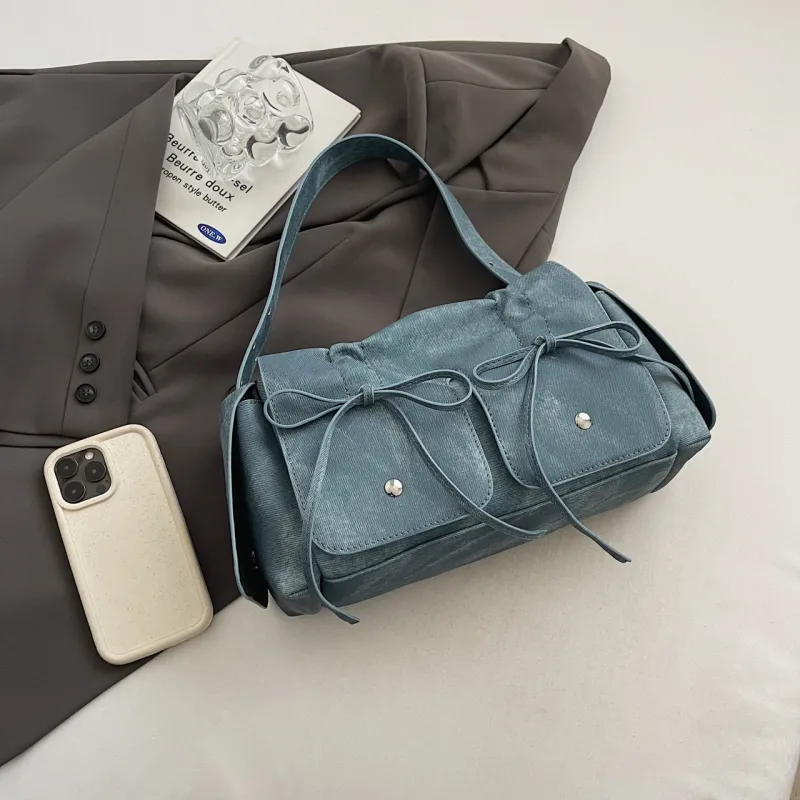 Yalu PU Shoulder Bag Women's Black/Blue/Coffee/Pink/Ecru-5