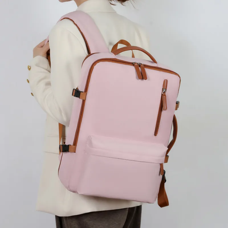 Yalu Oxford Backpack Unisex Ecru/Gray/Black/Pink-15