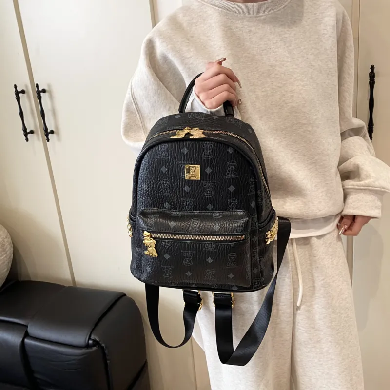 Yalu PU Backpack Tubas Women's Black/White/Brown/Pink-1