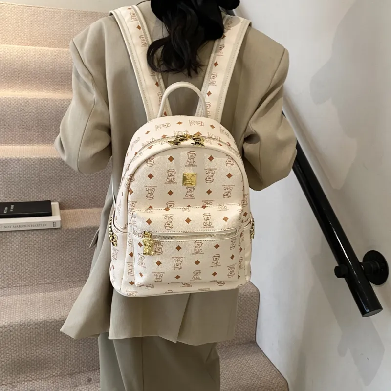 Yalu PU Backpack Tubas Women's Black/White/Brown/Pink-9