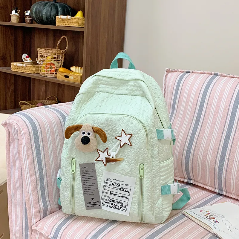 Yalu Nylon Fabric Backpack Regular Women's Light Yellow/Black/Light Green/Lake Blue/Pink-11