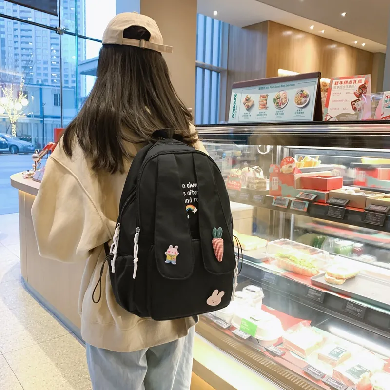 Yalu Nylon Backpack Women's Ecru/Black/Pink-8