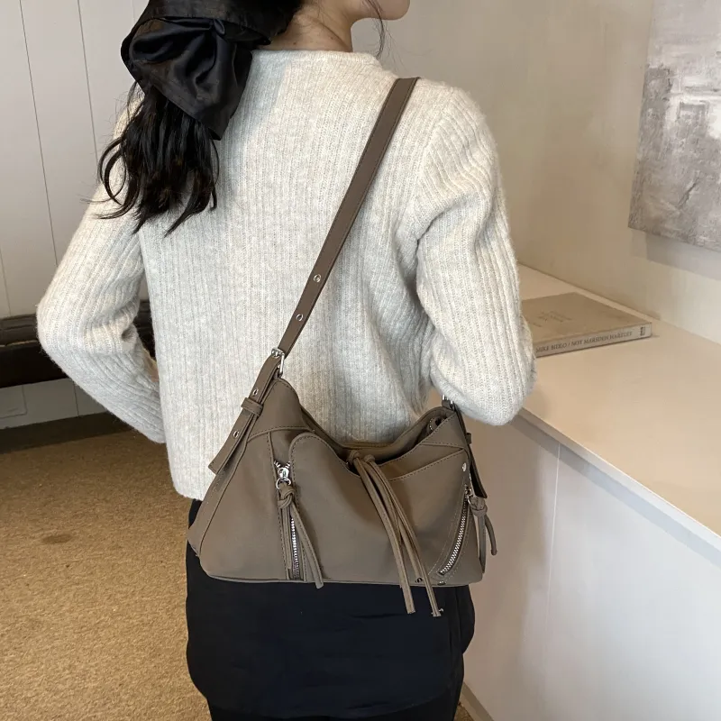 Yalu PU Shoulder Bag Regular Women's Coffee/Black/Khaki-18