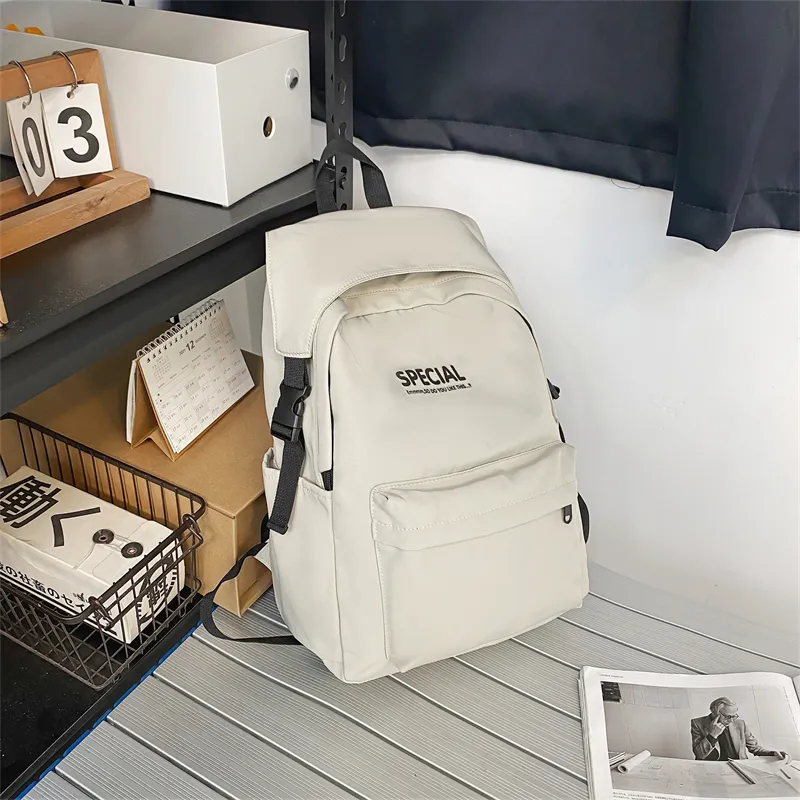 Yalu Nylon Backpack Unisex White/Black/Green/Blue-2