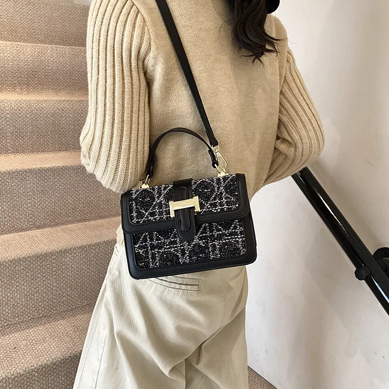 Yalu PU Shoulder Bag, Handbag Regular Women's Black/White-4