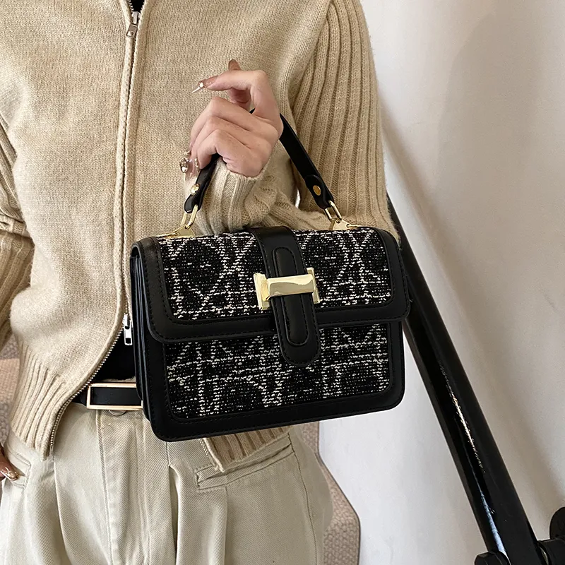 Yalu PU Shoulder Bag, Handbag Regular Women's Black/White-1