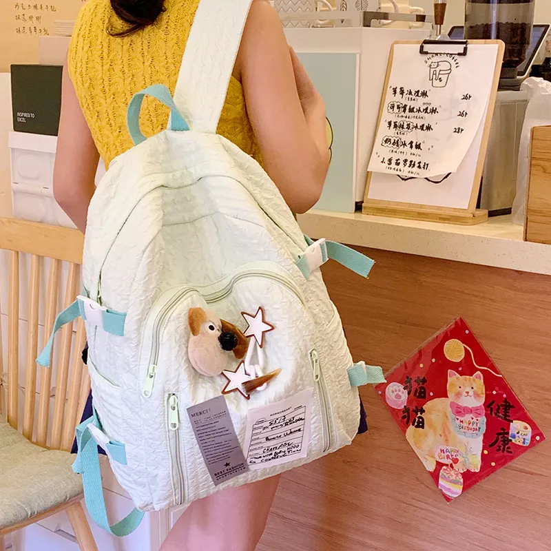 Yalu Nylon Fabric Backpack Regular Women's Light Yellow/Black/Light Green/Lake Blue/Pink-12