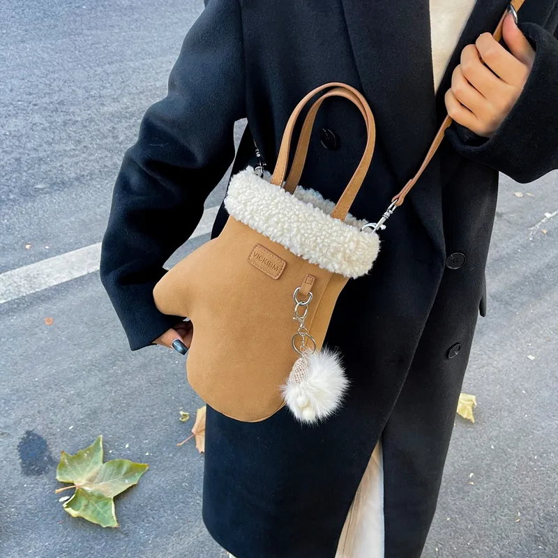 Yalu Suede Crossbody One Shoulder Handbag Regular Women's Brown-3