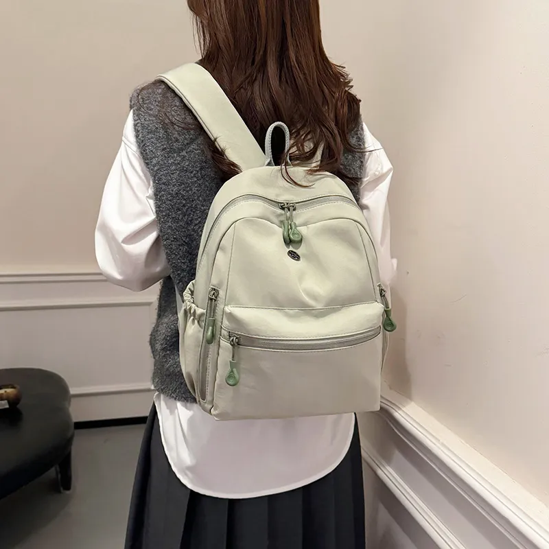 Yalu Oxford Backpack Women's Ivory/Black/Mint Green/Dusty Pink-11