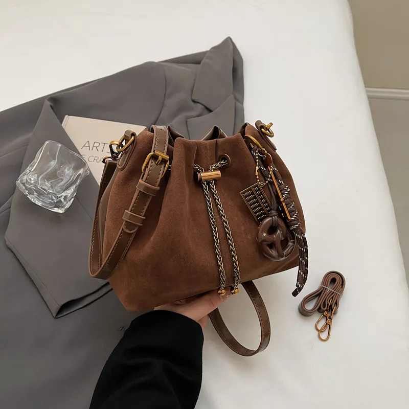 Yalu PU Suede Material Shoulder Bag Regular Women's Multicolor-1