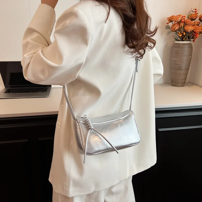 Yalu PU Shoulder Bag, Crossbody Bag Regular Women's Silver/Ecru/Black/Red-6